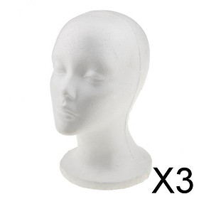 3xFemale Styrofoam Foam Mannequin Manikin Head Model Wig Hair Hat Display