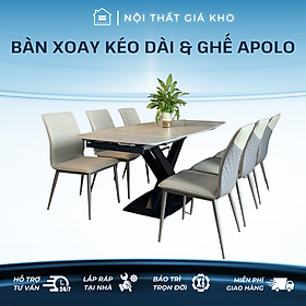 Mua Bàn ăn mặt đá phiến xoay kéo dài 1m8 kết hợp ghế Apolo  Bàn ăn mặt đá 6 ghế 8 ghế