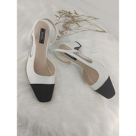 Giày Nữ Sandal Mũi Nhọn Gót Vuông Si Cao Cấp 5 Phân Enako TP13283