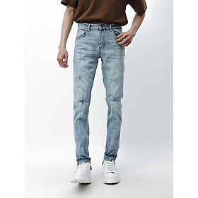 QUẦN JEAN xanh nhạt wash rách DF form slimfit - RIPPED JEAN WASH DF BLUE 230210 | LASTORE MENSWEAR