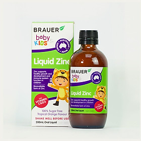 Siro bổ sung Kẽm, Vitamin C và D Brauer Úc Baby & Kids Liquid Zinc cho bé