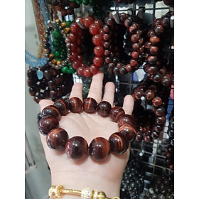Vòng tay phong thủy may mắn Nam Mệnh Hỏa mệnh Thổ size 16ly hay 16mm mới bóng đẹp đúng cung sanh may mắn tài lộc ạ Chất liệu đá  thạch anh mắt hổ Đỏ Nâu thiên nhiên Natural Tiger'Eye Quartz 