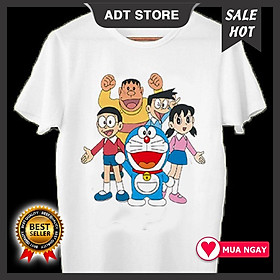 Áo Thun Tay Ngắn Cổ Tròn Doraemon, Nobita, zuka, Chaien và xeko Thời Trang Unisex nam nữ độc đẹp giá rẻ