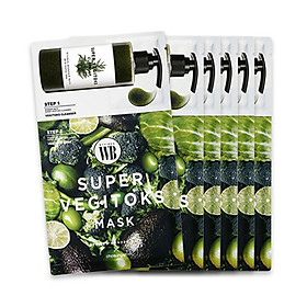 Combo 6 Mặt Nạ 2 Bước Thải Độc, Dưỡng Trắng và Cấp Ẩm Cho Da Wonder Bath Super Vegitoks Mask 28ml