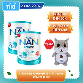 Combo 2 Sản Phẩm Dinh Dưỡng Công Thức Nestlé NAN OPTIPRO 4 Lon 900g TẶNG Gối Ôm Chuột Xám