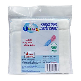 Khăn Tắm Xô 4 Lớp Cao Cấp Unmei 75 x 80 cm, 100% Cotton (1 Cái/bịch)