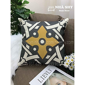 Mua Gối Tựa Lưng Bố Gai - Gối sofa Phong Cách Kẻ Sọc Vàng Đen Size 45x45cm