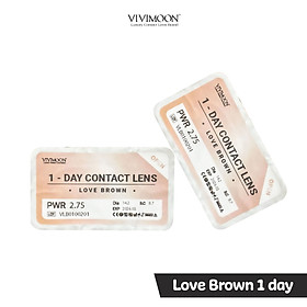Kính Áp Tròng Hàn Quốc Nâu Tây Trong Veo Cho Mắt Thở Dùng 1 Ngày Vivimoon - Love Brown