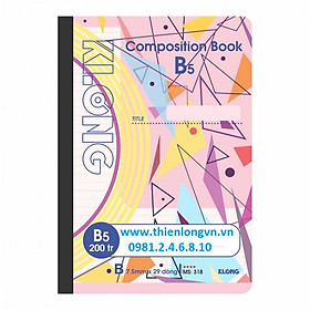 Sổ may dán gáy B5 - 200 trang; Klong 318 bìa hồng