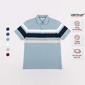 Áo Polo Nam VIỆT PHÁP Form Luxury - Thun 4 Chiều Sọc Có Túi , lịch lãm, sang trọng 2232