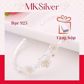 Trang sức nữvVòng tay lắc tay nữ bạc ý S925 Hoa cúc vàng Freesize trắng xinh