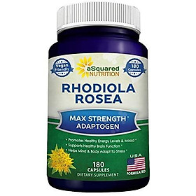 Pure Rhodiola Rosea Supplement 1000mg - 180 Vegan Capsules - Max Strength Rhodiola Root Extract Pills Improve Energy, Brain Function & Stress Relief - Golden Root Herb Powder Tablets Men & Women
