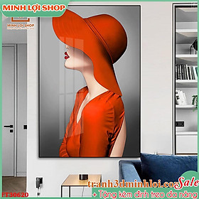 Mua Tranh cô gái tráng gương pha lê hiện đại trang trí phòng khách không gian tặng tân gia TẶNG KÈM ĐINH TREO GIRL018