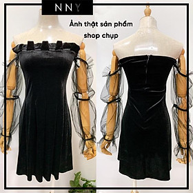 Váy ôm body chất nhung phối tay lưới - Nana Dress - V071
