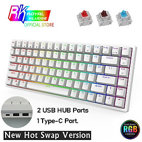 Bàn Phím Cơ Usb Receiver | Top bán chạy Lazada Shopee Sendo Tiki 52 RK84 RGB HOTSWAP - Bàn phím cơ Bluetooth Royal Kludge RK84 RGB 84 phím kết nối 3 chế độ Có dây/Bluetooth/Receiver 2.4G - Hàng chính hãng