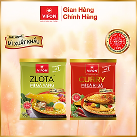 Thùng 24 gói mì xuất khẩu  Zlota gà vàng/ Curry cà ri gà 70gr/gói