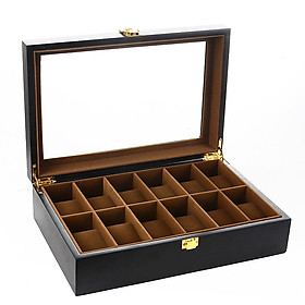 Mua Hộp Đựng Đồng Hồ 12 Ngăn Gỗ Đen - 32 x 22 x 9cm