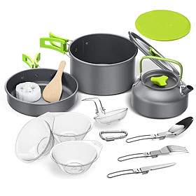 Outdoor Camping Hiking Cookware Backpacking Cooking Picnic Bowl Pot Set Stainless Steel Cook Set