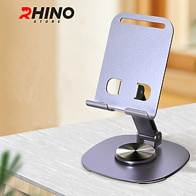 Kệ đỡ điện thoại 360° Rhino KP304, giá đỡ hợp kim nhôm cao cấp để bàn tiện lợi có thể gấp gọn - Hàng chính hãng