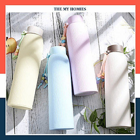 Mua BÌNH NƯỚC THỦY TINH GIỮ NHIỆT BỌC NHỰA CAO CẤP 420ML