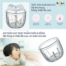 Máy Xay Ăn Dăm Cho Bé Bear Mini Cầm Tay Tiện Lợi Thiết Kế 3 Lưỡi Dao Sắc