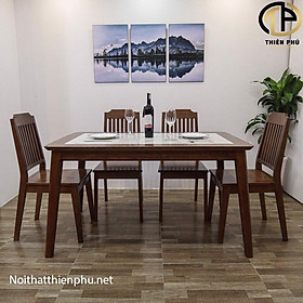 Mua Bộ Bàn Ăn Mặt Đá 4 Ghế Nan Gỗ Tần Bì