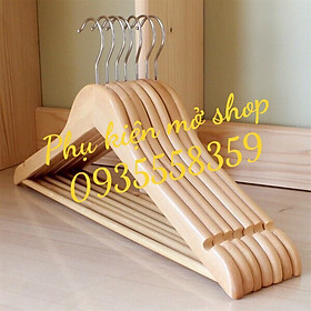 Mua Móc áo gỗ vàng treo quần áo - Móc áo gỗ cao cấp Combo 10 cái