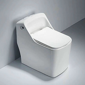 Mua Bồn cầu dáng vuông liền khối 965 xả xoáy  phủ nano kích thước 680x400x620mm