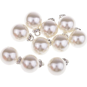 10 Pieces Pearl Charms Pendants with Rhinestone for Necklace Bracelet Jewelry Making