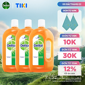 Combo 3 Dung dịch diệt khuẩn đa năng Dettol 1L