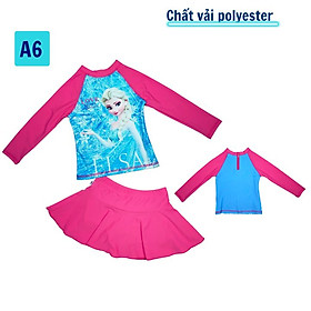 Đồ bơi bé gái tay dài hình Pony - Elsa từ 10-39kg -quần giả váy tạo kín đáo