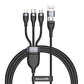 Mua Cáp sạc nhanh 3 đầu Baseus Flash Series Ⅱ PRO Two-for-three Charging Cable U+C to M+L+C 100W  1.2m  QC 4.0- Hàng Chính Hãng