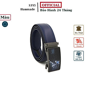 Thắt lưng nam da bò mặt khóa tăng tự động hợp kim cao cấp A103 thương hiệu W
