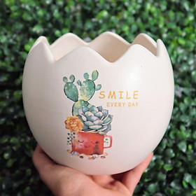 Mua Chậu trồng cây hình trứng in hình siêu đẹp (hình ngẫu nhiên)