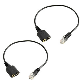 2x Dual 3.5mm Female Audio Socket to RJ9 Male Modular Plug Adapter Cable