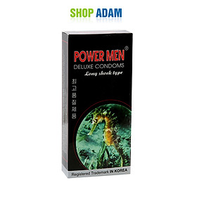 Bao Cao Su Kéo Dài Thời Gian Yêu Power Men Cá Ngựa Đen Hộp 12 Chiếc - Shop Adam
