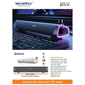 Mua Loa Soundbar SoundMax SB201  LED RGB. Bluetooth 5.0- Hàng chính hãng