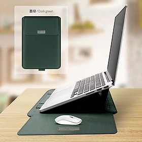 3 In1 Túi Laptop Cho Macbook Air Pro Da PU 13/14/15/15.6 Inch Bao Túi Đựng Laptop Có Chân Đế Miếng Lót Chuột - 11 to 12 inch