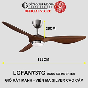 Mua Quạt Trần Đèn Phong Cách Indochine LÊ GIA LGFAN737G - Chiều Cao 25cm - Sải Cánh 132cm - Bảo Hành 5 Năm