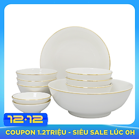 Bộ Đồ Ăn 10 Sản Phẩm Jasmine Lys Minh Long - Chỉ vàng