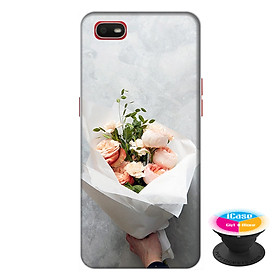 Ốp lưng điện thoại Oppo A1K hình Bó Hoa Tình Yêu tặng kèm giá đỡ điện thoại iCase xinh xắn - Hàng chính hãng