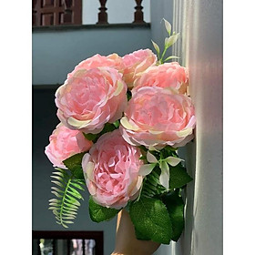 Chùm hoa trà mẫu đơn 7 bông trang trí nhà cửa đẹp nhẹ nhàng- Hoa lụa