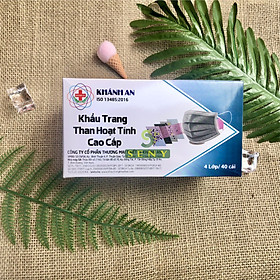 Khẩu trang than hoạt tính 4 lớp cao cấp kháng khuẩn Khánh An hộp 40 cái