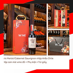 Hộp sơn mài wine đỏ 1 chai Iris Chile