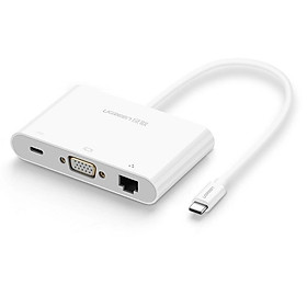 Ugreen UG30439US182TK Bộ chuyển đổi TYPE C sang USB 3.0 + USB 2.0 + VGA + LAN + hỗ trợ nguồn TYPE C - HÀNG CHÍNH HÃNG