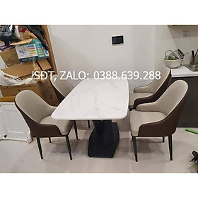 Mua Bộ bàn ăn chân X 1m4 + 4 ghế Monet Tay mặt đá ceramic  Thương hiệu Nội Thất Bình Long