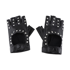 Rivets  Half Finger Pu Leather Cycling Riding Fingerless