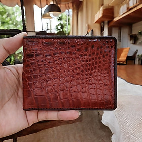 Ví Da Cá Sấu Thật. Da Bụng Cá Sấu Rất Mềm Và Bền. Size 12.5*9.5cm. Để Vừa Giấy Tờ Cũ. Thiết Kế Dáng Ngang Dễ Sử Dụng