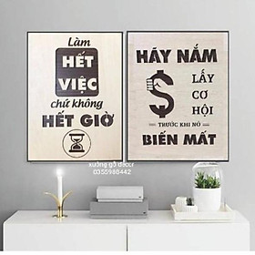 Combo 2 Tranh Gỗ Treo Tường Tạo Động Lực Làm Việc Văn Phòng