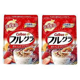 Set 02 túi ngũ cốc trái cây ăn liền Calbee (gói đỏ) - Loại 700gr - Nhập khẩu Nhật Bản